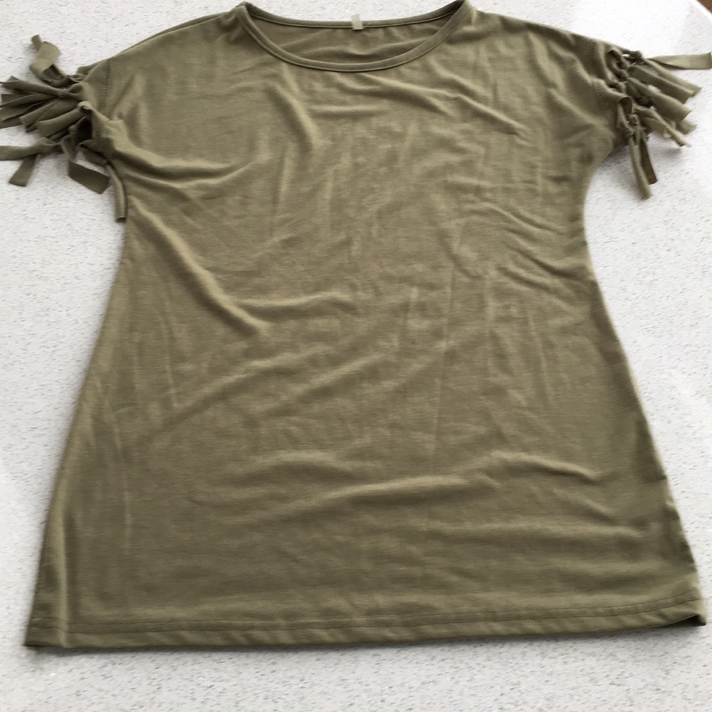 Olive Green Top with frilly sleeves